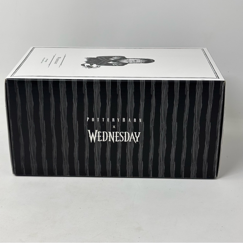 Pottery Barn Wednesday Addams Stoneware Decal Mugs NEW IN BOX Halloween - Picture 4 of 13